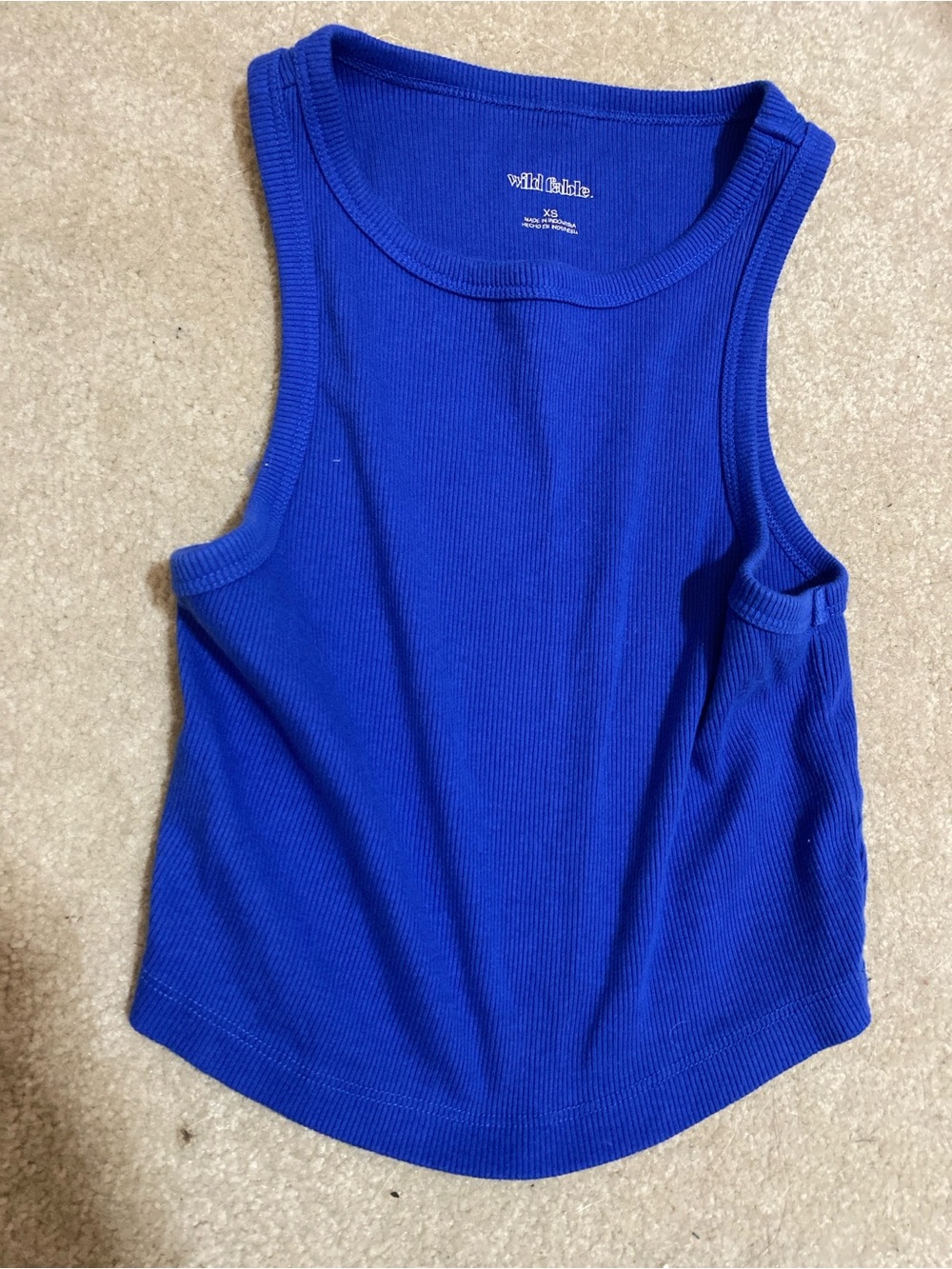 wild fable Cobalt Blue Ribbed high neck crop Tank Top XS